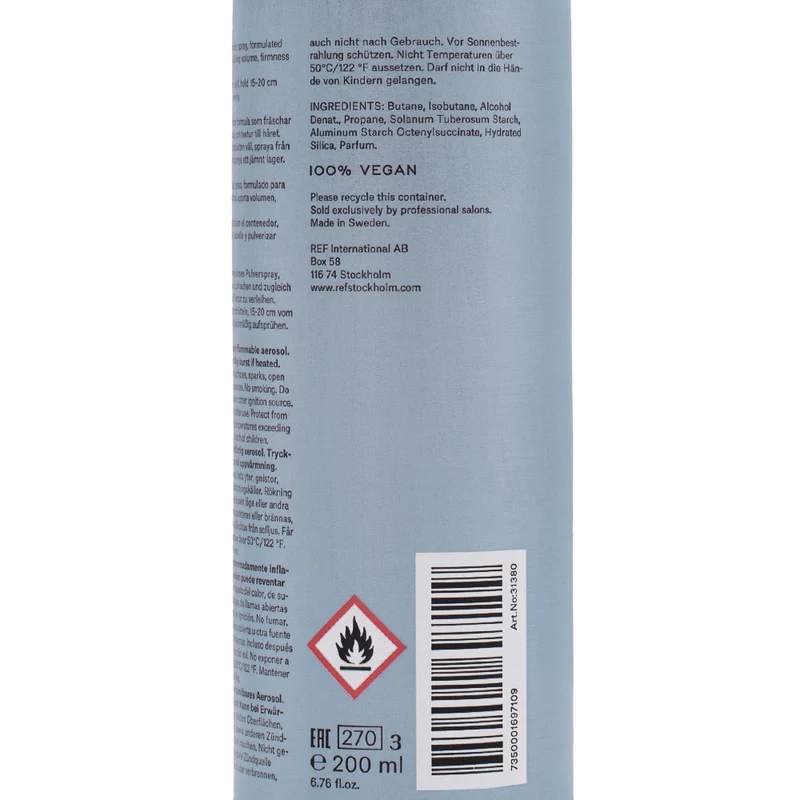 Stockholm Sweden Ref Dry Shampoo N°204 200ml - shampooing sec