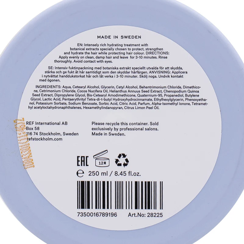 Stockholm Sweden Ref Intense Hydrate Masque 250ml - masque capillaire hydratant intensif