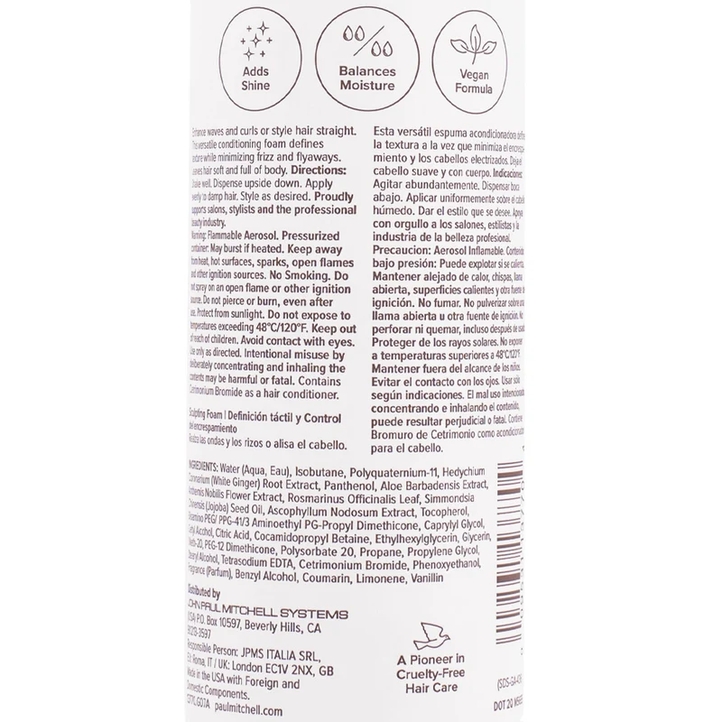 Paul Mitchell Flexible Hold Sculpting Foam 200ml - mousse coiffante hydratante