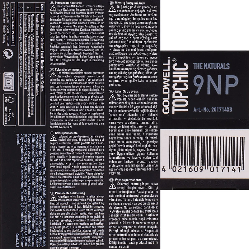 Goldwell Topchic Tube 9NP Blond Perle Naturel Très Clair 60ml - coloration permanente en tube