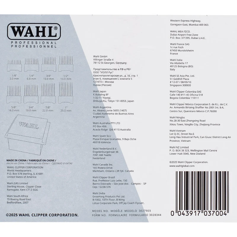 Wahl Pro Pet Stainless Steel Attachment Combs - ensemble de 8 contre-peignes avec distributeur