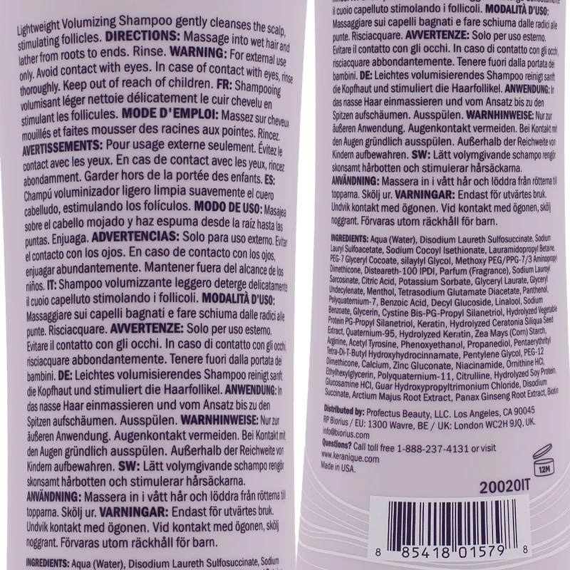 Keranique Volumizing Follicle Streghtening Shampoo 240ml - shampooing volumateur