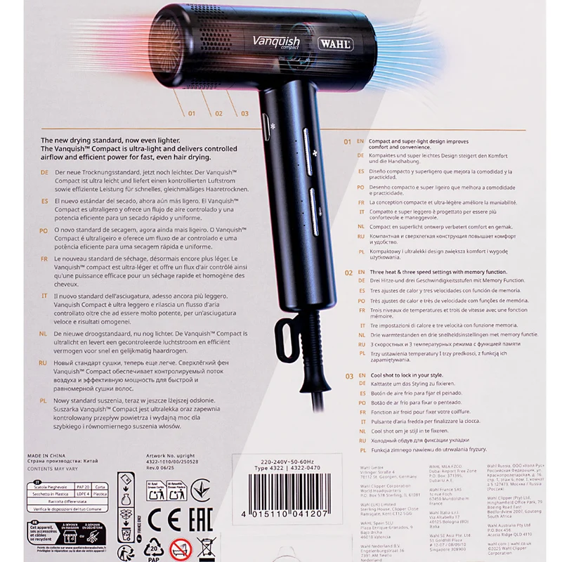 Wahl Vanquish Compact Digital Motor Hair Dryer - sèche-cheveux