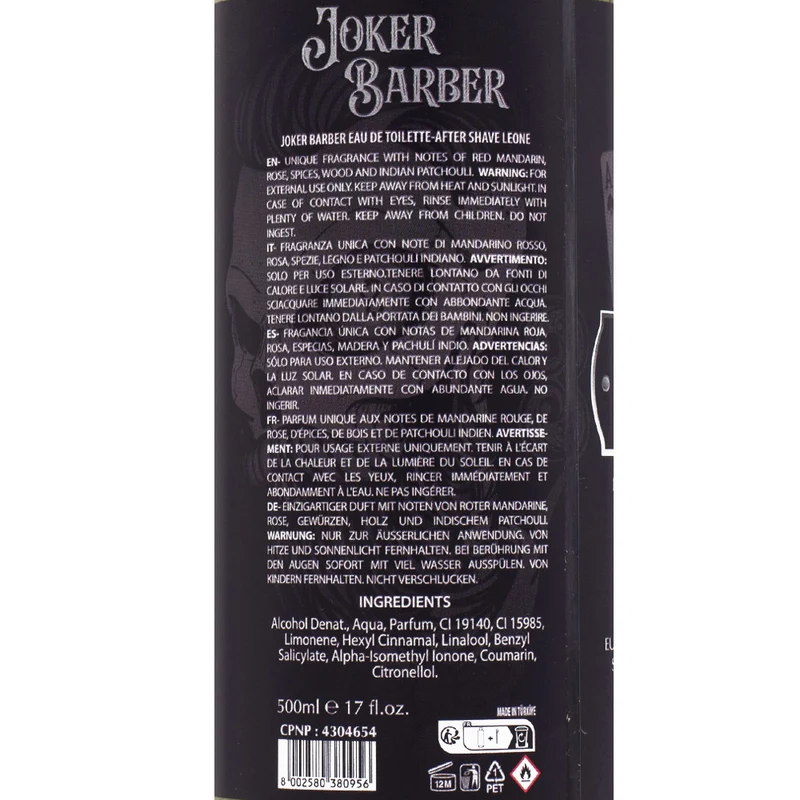 Joker Barber Eau de Toilette After Shave Leone 500ml - après-rasage parfumé