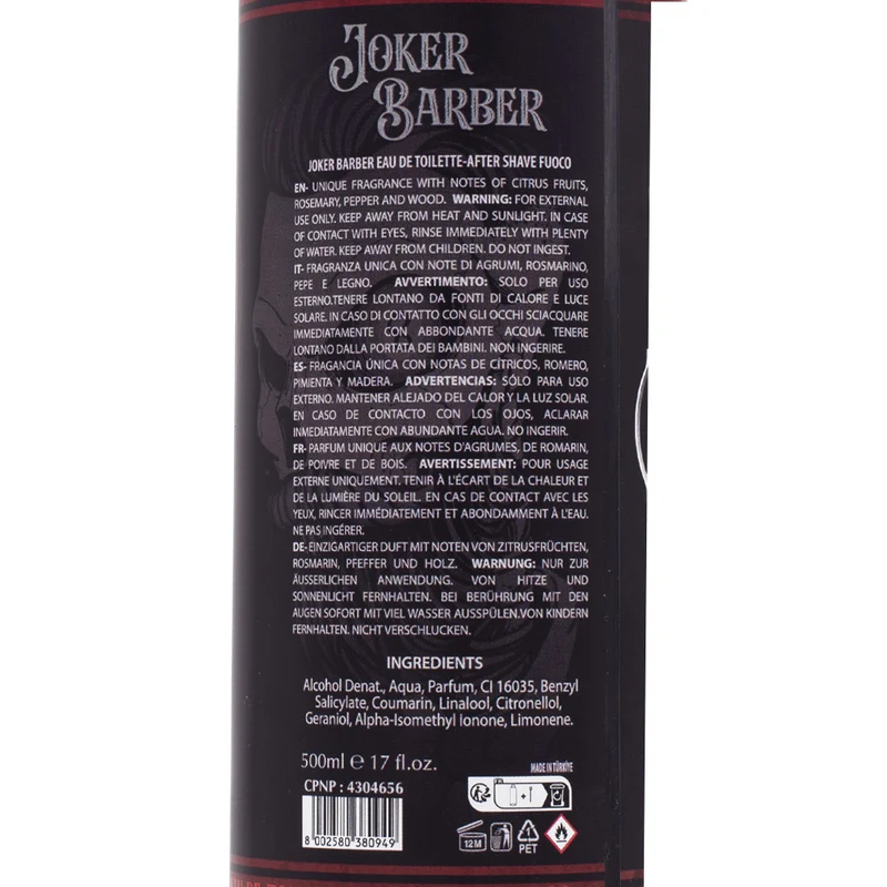Joker Barber Eau de Toilette After Shave Fuoco 500ml - après-rasage parfumé
