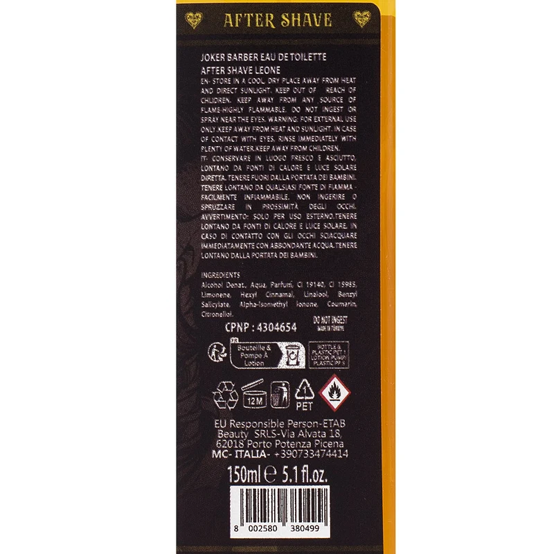 Joker Barber Eau de Toilette After Shave Leone 150ml - après-rasage parfumé
