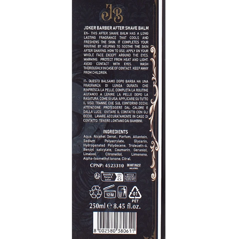 Joker Barber After Shave Balm 250ml - crème après-rasage