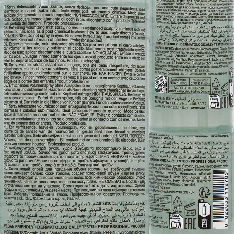 Farmavita Amethyste Specific Scalp & Hair Refreshing Volumizing Mist 150ml - soin volumisant rafraîchissant