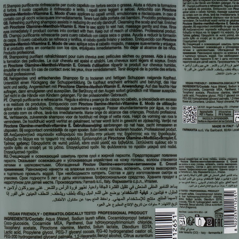 Farmavita Amethyste Specific Advance Purify Danddruff Control Shampoo 250ml - shampooing purifiant