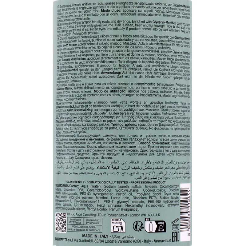 Farmavita Amethyste Specific Divalent Balancing Soothing Shampoo 1000ml - shampooing équilibrant