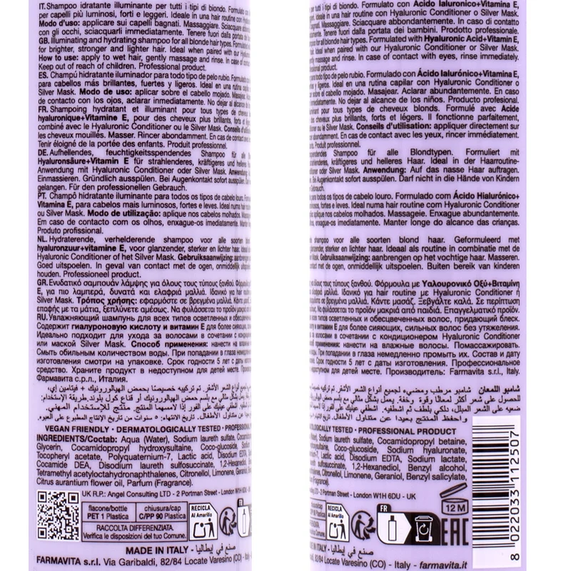 Farmavita Amethyste Blonde Cool Blonde Illuminating Shampoo 250ml - shampooing brillant cheveux blonds