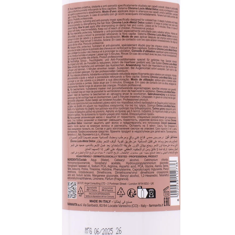 Farmavita Amethyste Chroma Color Filler Mask 1000ml - masque cheveux colorés