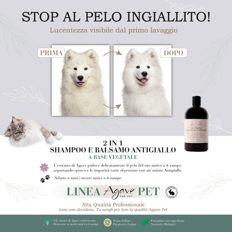 Agave Pet 2-1 Purple Shampoo 475ml - shampoing et après-shampoing anti-jaunissement pour chiens