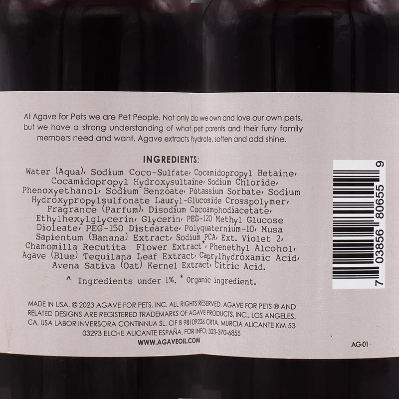 Agave Pet 2-1 Purple Shampoo 475ml - shampoing et après-shampoing anti-jaunissement pour chiens