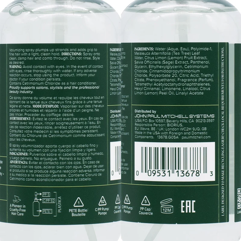 Paul Mitchell Lemon Sage Thickening Spray 200ml - spray volumateur et fortifiant