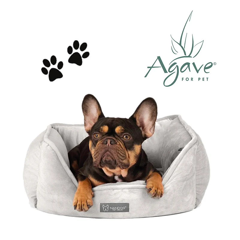 Agave Pet Panier Réversible en Micro-Peluche Ivoire 55x45cm