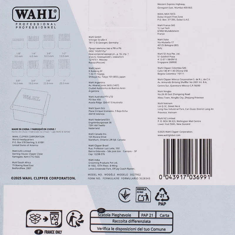 Wahl Stainless Steel Attachment Combs - set de 8 contre-peignes