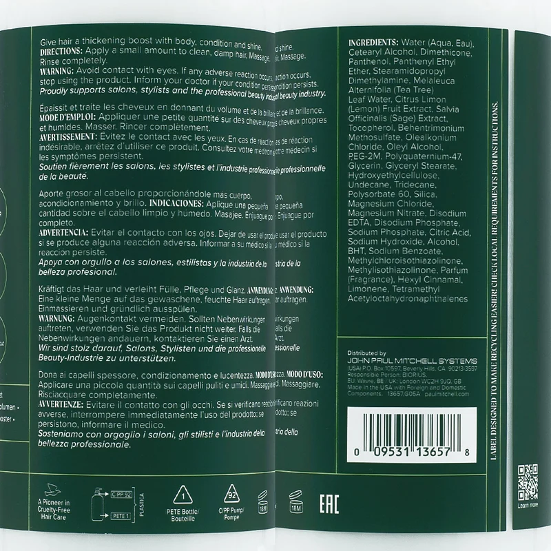 Paul Mitchell Tea Tree Lemon Sage Thickening Conditioner 1000ml - après-shampoing volumisant cheveux fins