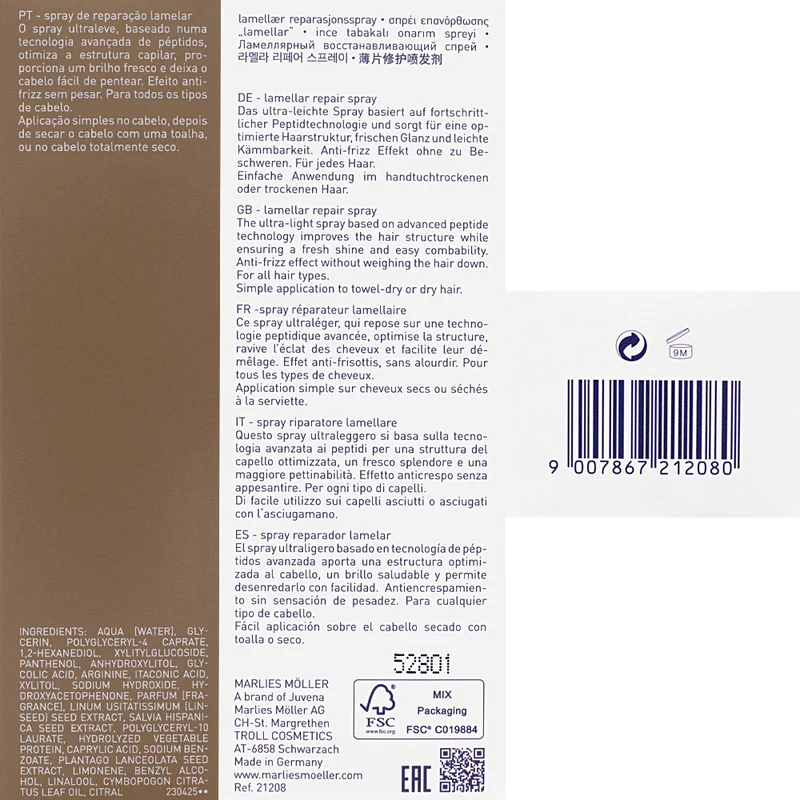 Marlies Möller Lamellar Repair Spray 125ml - soin cheveux abîmés