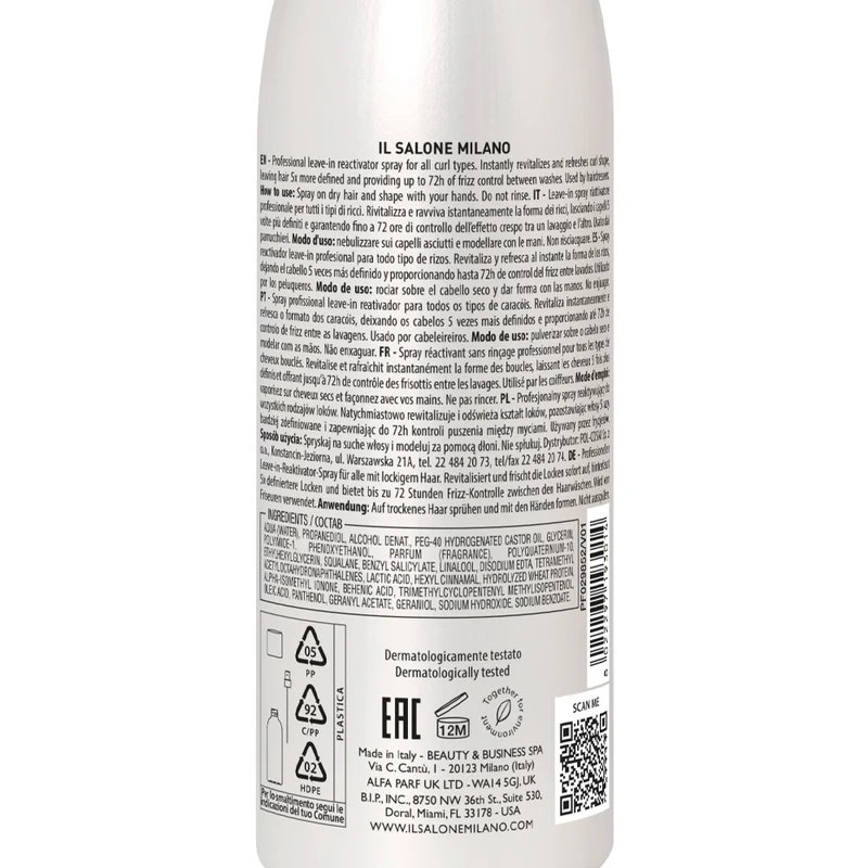 Alfaparf Milano Il Salone Curls Reactivator Spray 200ml - spray leave-in cheveux bouclés