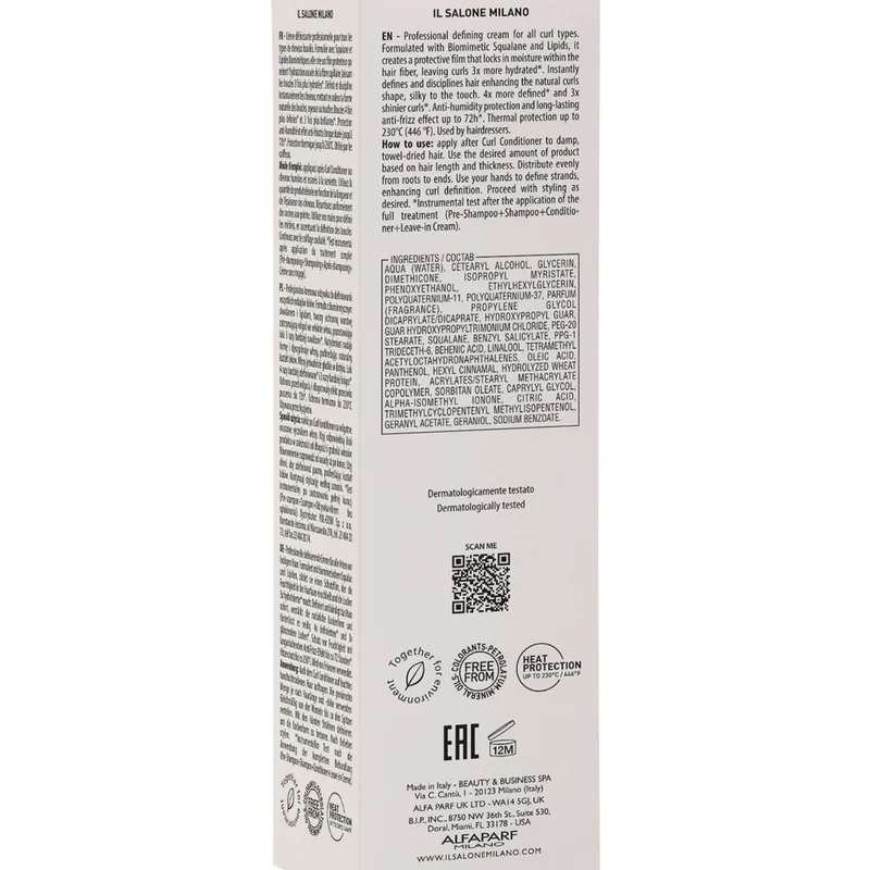 Alfaparf Milano Il Salone Curls Defining Cream 200ml - crème définition de boucles
