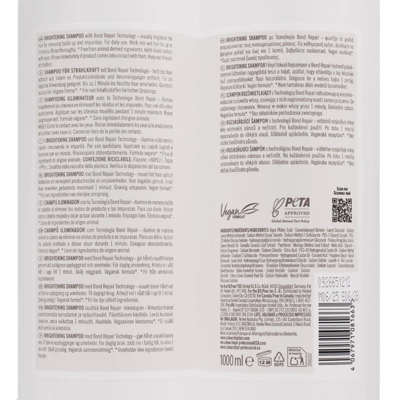 Schwarzkopf BlondMe Bond Repair Brightening Shampoo 1000ml - shampooing illuminateur