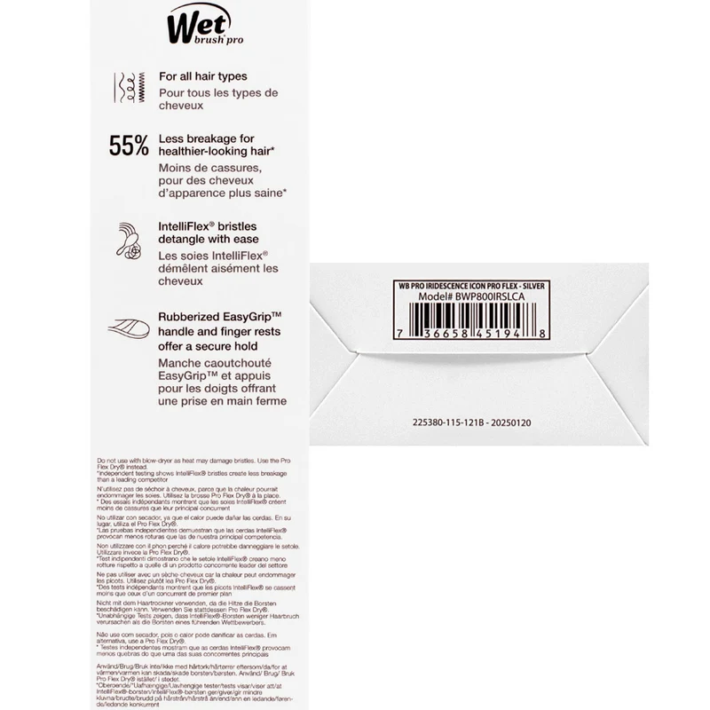 WetBrush Flex Dry Iridiscent Icon Silver - brosse souple