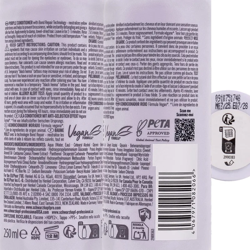 Schwarzkopf BlondMe Bond Repair Purple Conditioner 250ml - conditionneur violet réparateur