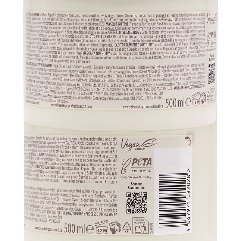 Schwarzkopf BlondMe Bond Repair Nourishing Mask 500ml - masque nourrissant réparateur