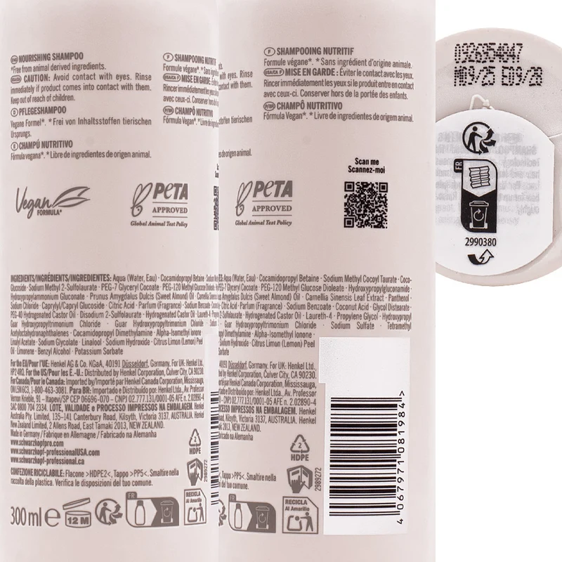 Schwarzkopf BlondMe Bond Bond Repair Nourishing Shampoo 300ml - shampooing nourrissant réparateur