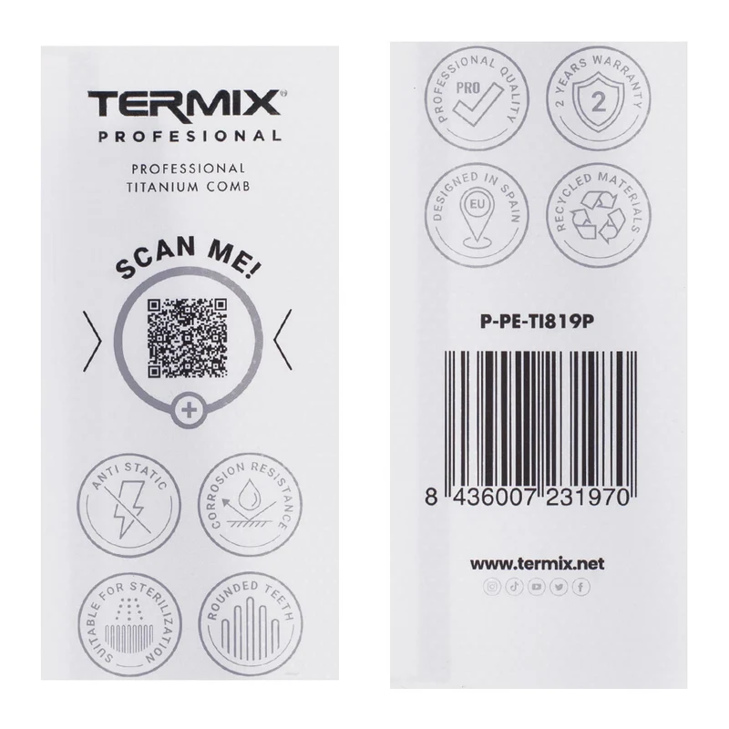 Termix Peigne de Coupe enTitane - peigne professionnel résistant et flexible