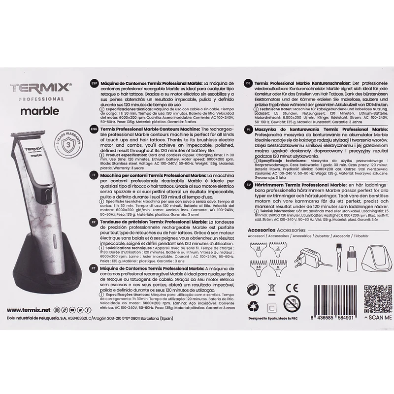 Termix Marble Professional Hair Clipper For Contours - tondeuse à cheveux pour contours