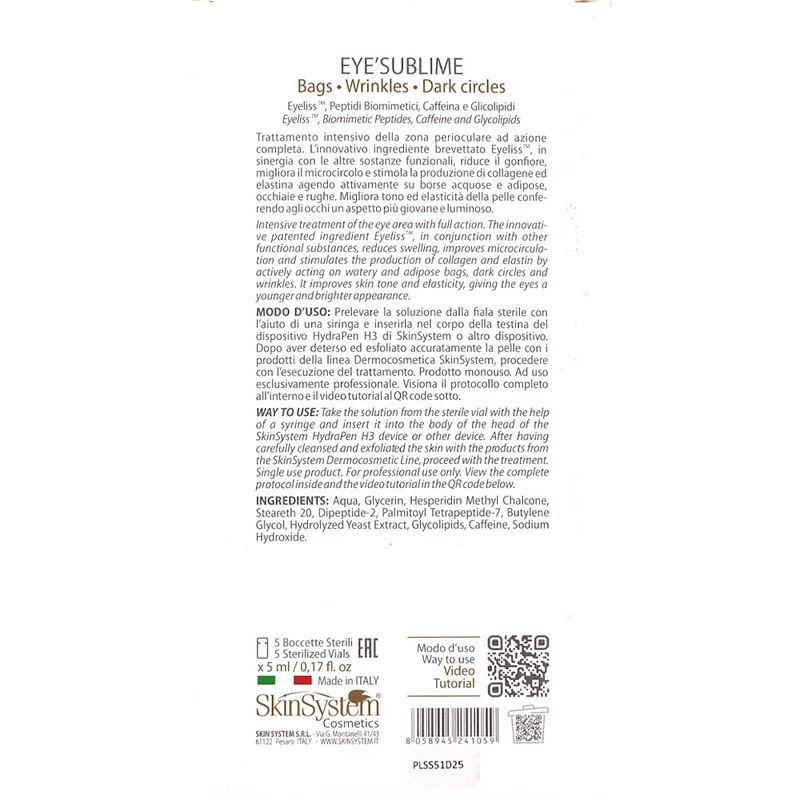 SkinSystem Eye 'Sublime Bags Wrikles Fark Circles 5 ampoules - soin contour des yeux
