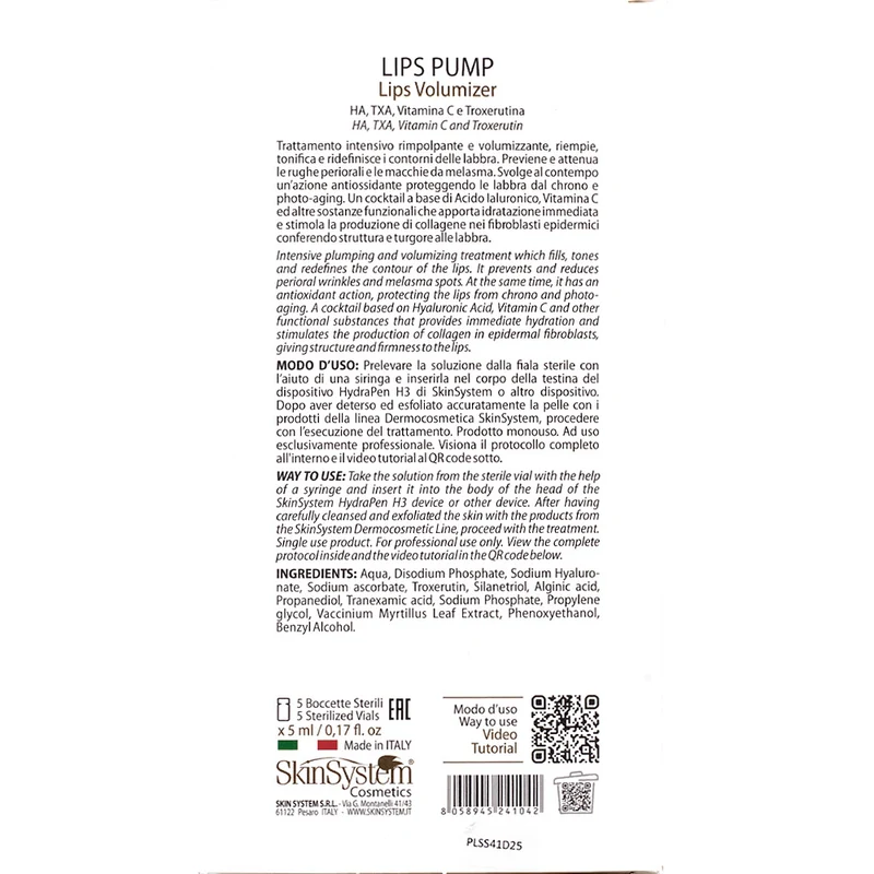 SkinSystem Lips Pump - Lips Volumizer 5 ampoules - soin repulpant et volumisant lèvres