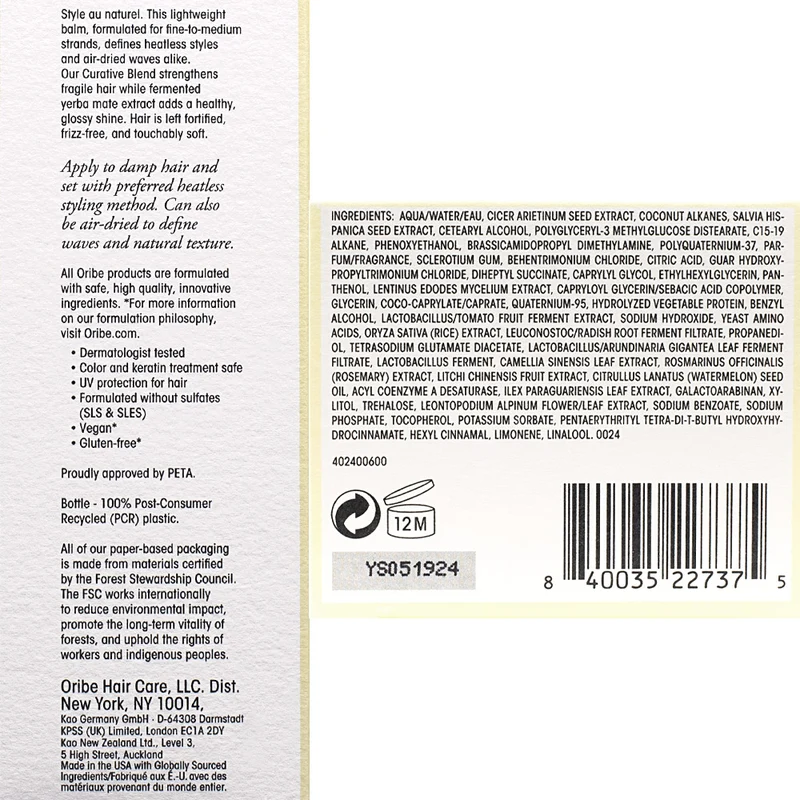 Oribe Hair Alchemy Heatless Styling Balm 150ml - après-shampoing coiffant sans chaleur