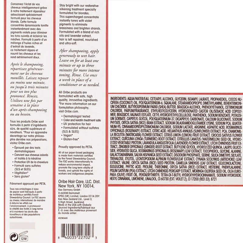 Oribe Bright Blonde Radiance&Repair Treatment 175ml - soin cheveux blonds