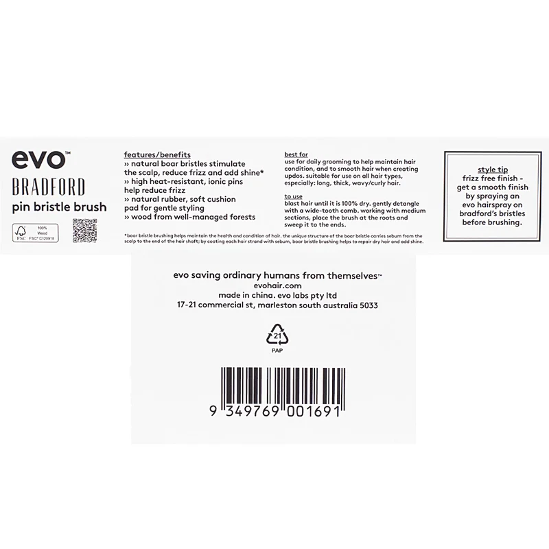 Evo Bradford Pin Bristle Brush - brosse à poils