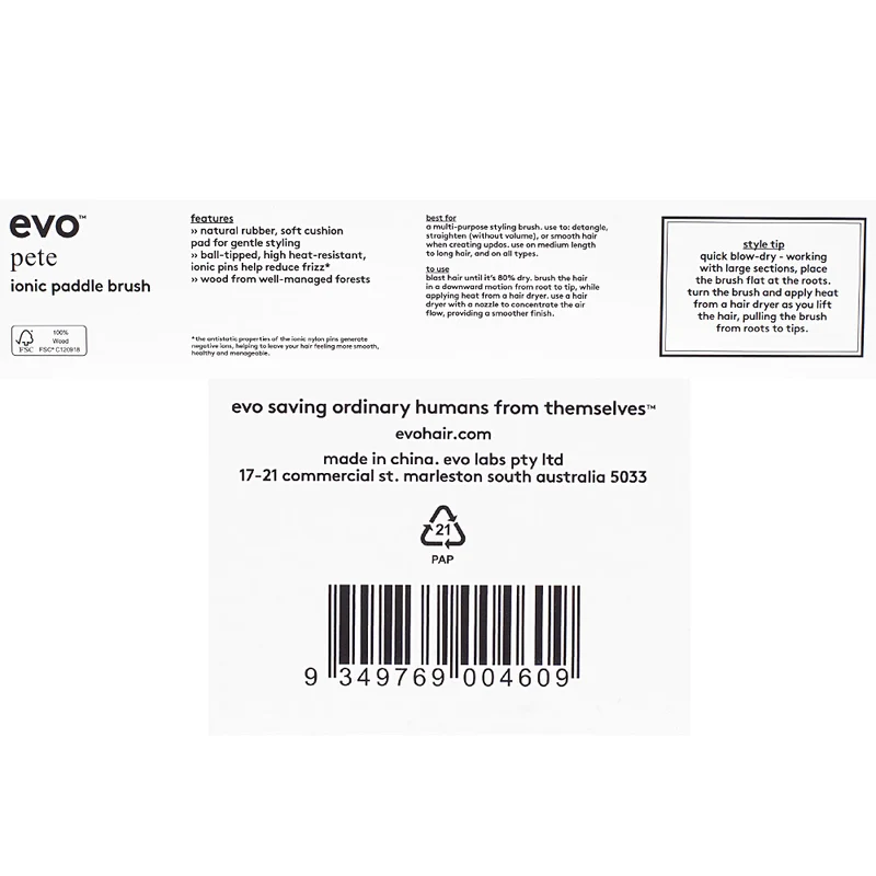 Evo Pete Ionic Paddle Brush - brosse plate