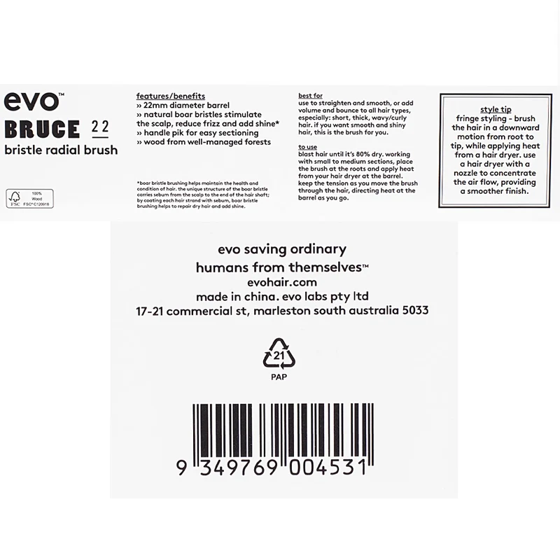 Evo Bruce 22mm Bristle Radial Brush - brosse à poils