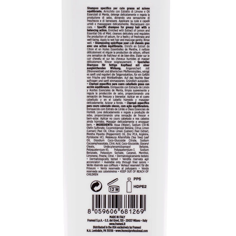 Framesi Morphosis Balance Shampoo 250ml - shampooing rééquilibrant cuir chevelu gras