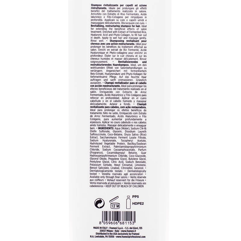 Framesi Morphosis Restructure Shampoo 1000ml - shampoing restructurant cheveux abîmés
