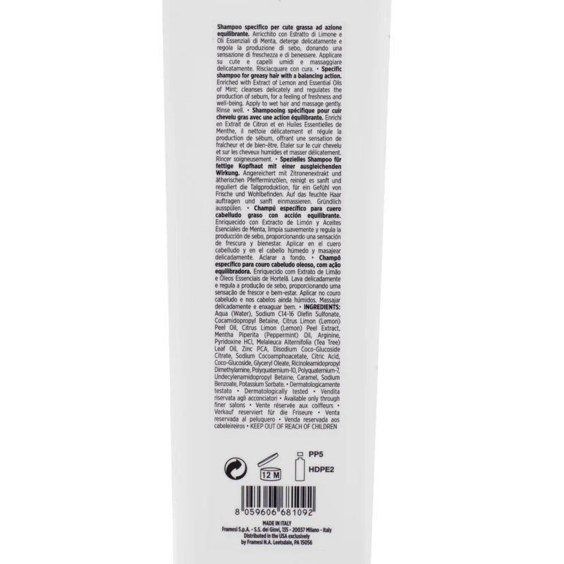 Framesi Morphosis Balance Shampoo 1000ml - shampooing rééquilibrant cuir chevelu gras