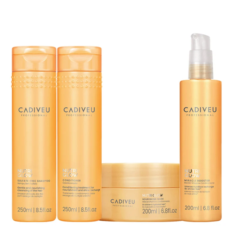 Cadiveu Nutri Glow Sulphate Free Shampoo 250ml Conditioner 250ml Mask 200ml Booster 200ml