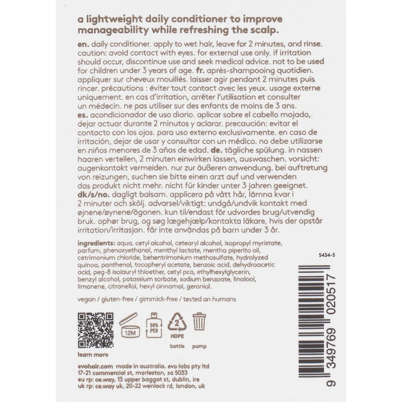 Evo Style Normal Persons Daily Conditioner 300ml - après-shampooing quotidien délicat