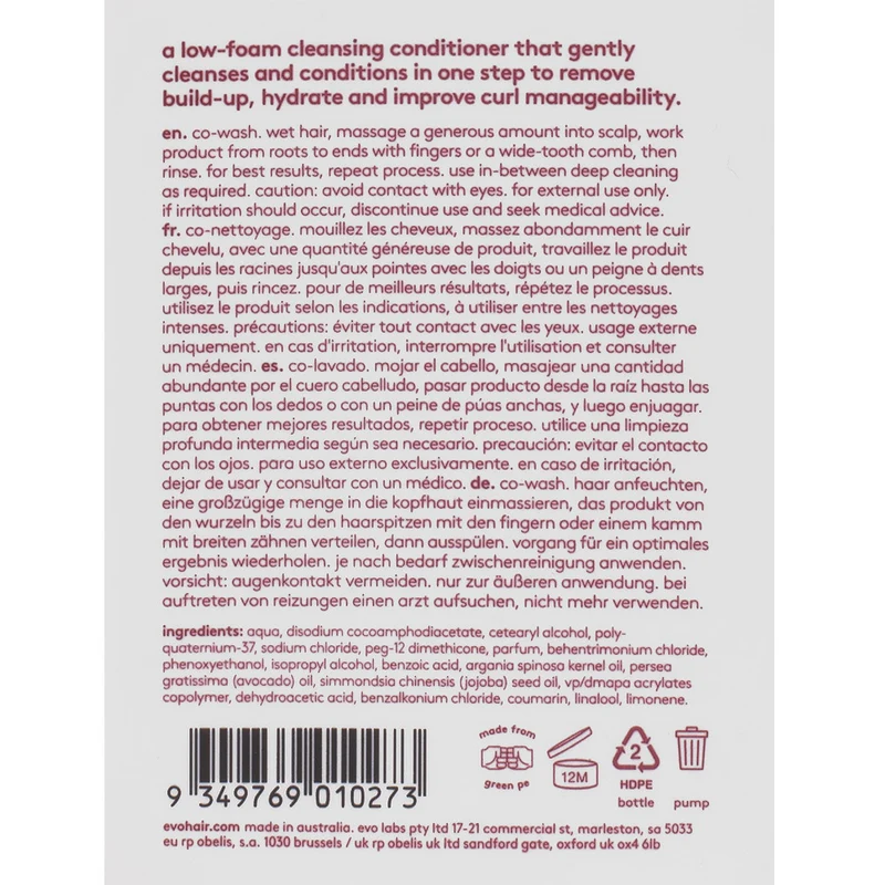 Evo Curl Heads Will Roll Cleansing Co-Wash 300ml - conditionneur nettoyant cheveux bouclés