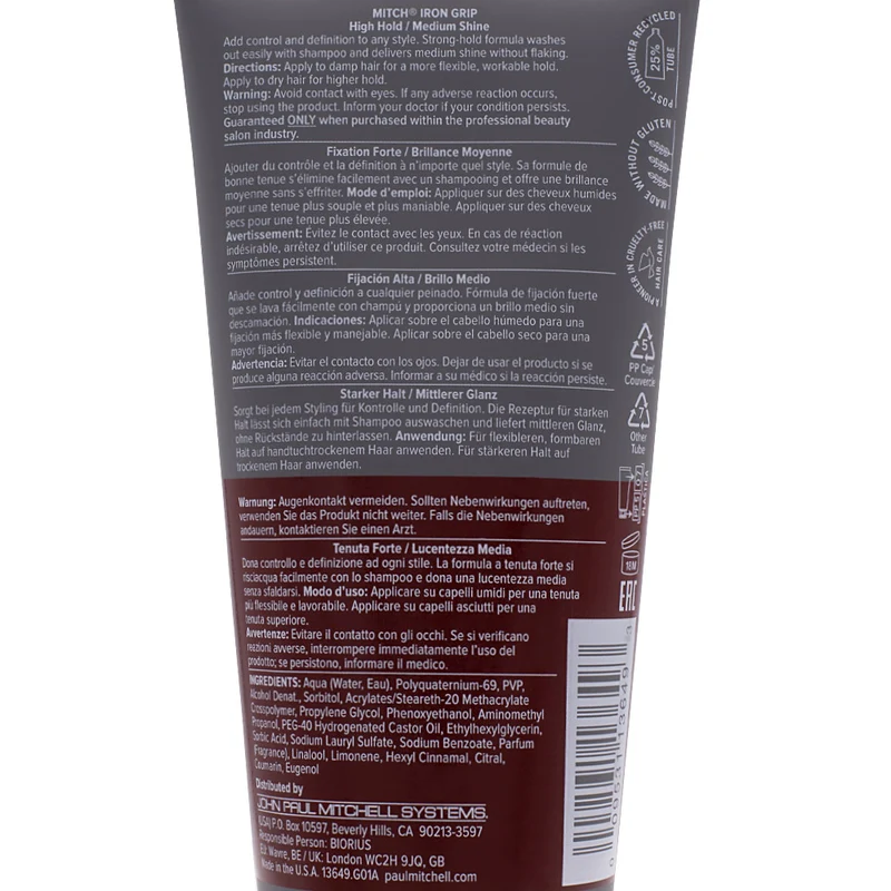 Paul Mitchell Mitch Iron Grip Strong Hold Gel 150ml - gel tenue forte