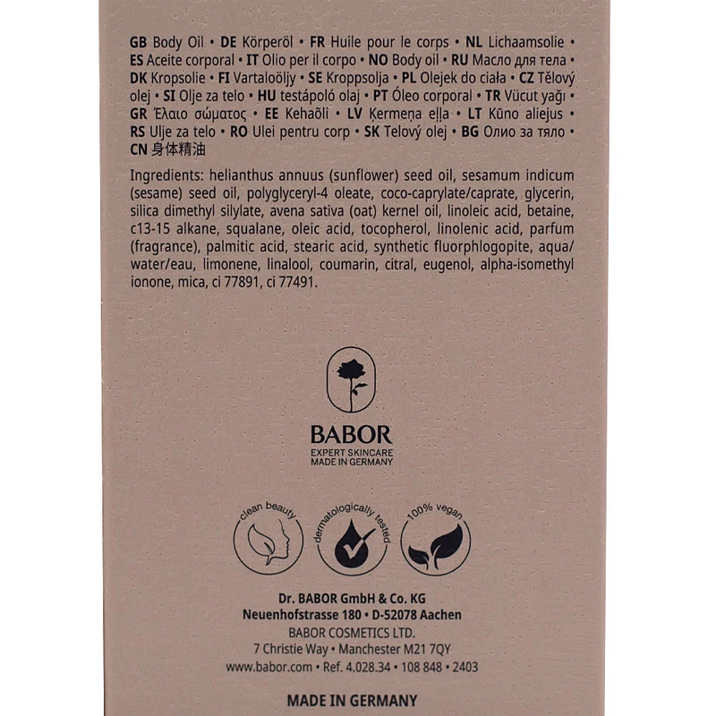 Babor Spa Soul & Body Shimmer Oil Grounding 100ml - huile corporelle nourrissante et illuminatrice