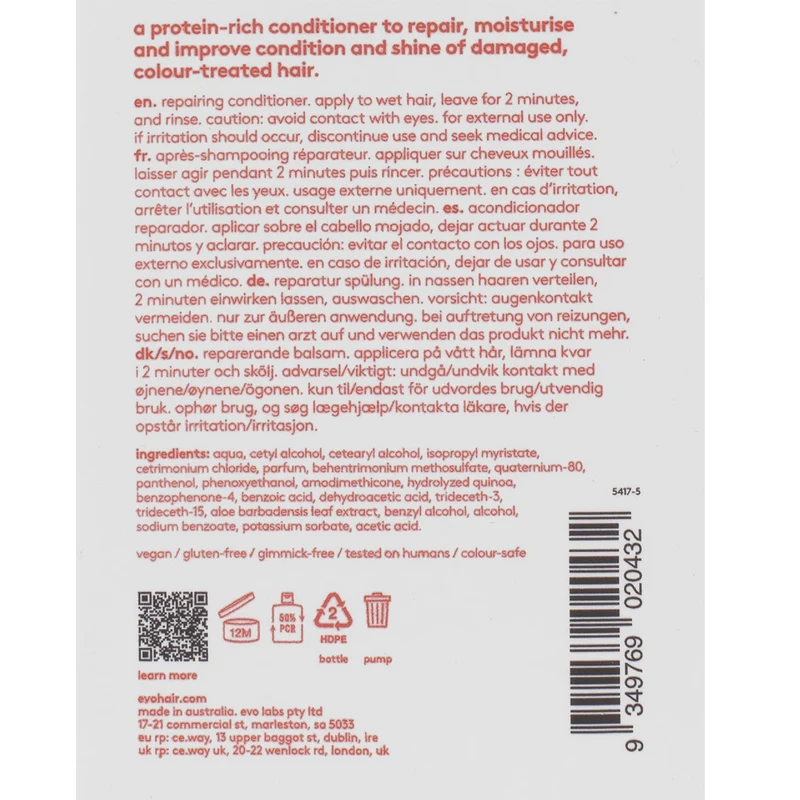 Evo Repair Ritual Salvation Repairing Conditioner 300ml - conditionneur restructurant