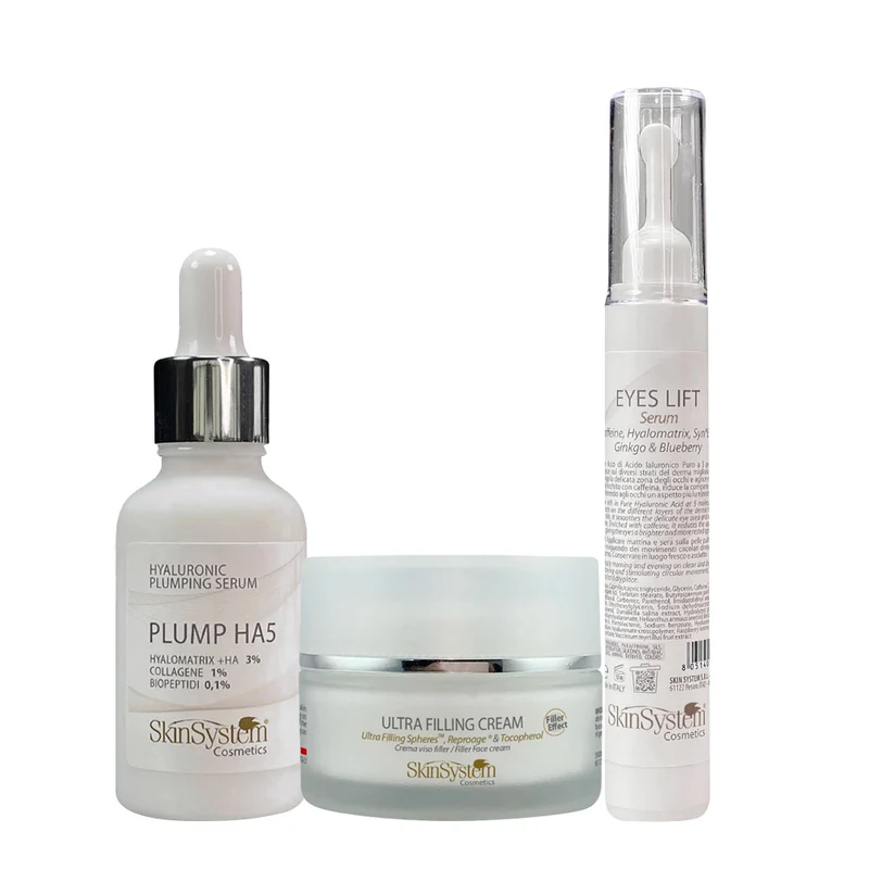 SkinSystem Plump HA5 Hyaluronic Plumping Serum 30ml Cream 50ml Eyes Serum 15ml