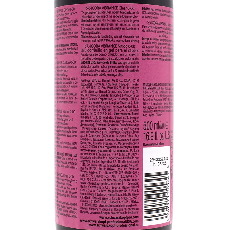 Schwarzkopf Igora Vibrance 0-00 Clear 500ml - Coloration Ton sur Ton
